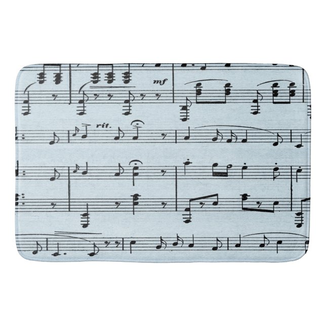 Tapis De Bain Partition musicale bleue (Devant)