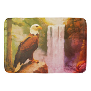 Tapis De Bain Pastel à l'huile vieilli de Pygargue à tête blanch