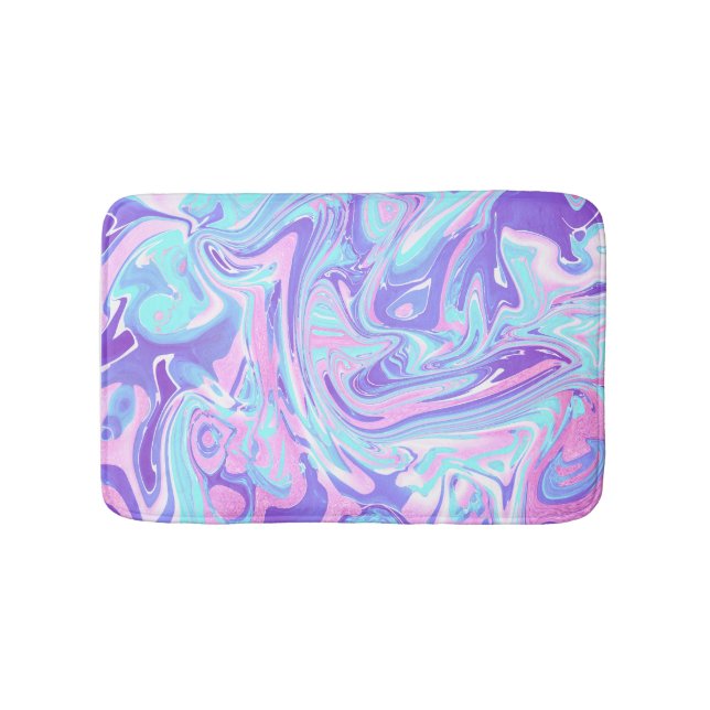 Tapis De Bain Pastel Blue & Purple Marble Texture liquide (Devant)