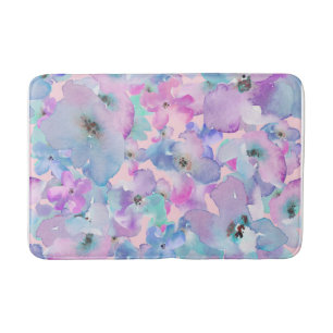 Tapis De Bain *~* Pastel Floral Pattern Blue Pink FLowers 