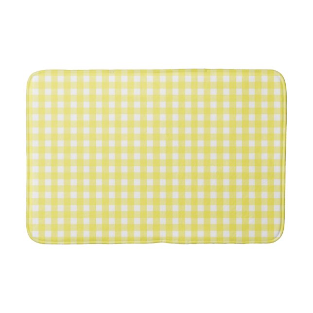 Tapis De Bain Pastel Jaune En vichy Motif (Devant)