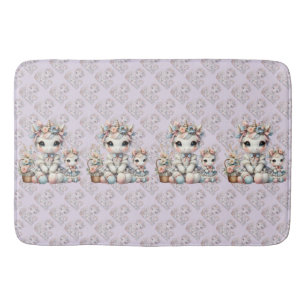 Tapis De Bain Pastel Kawaii Unicorne Mère fille Duo Lavender