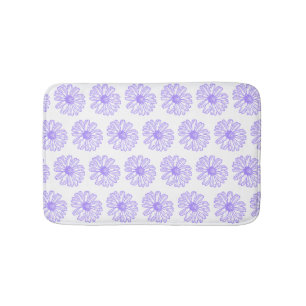 Tapis De Bain Pastel Purple Daisy Flower Print, Hippie Floral