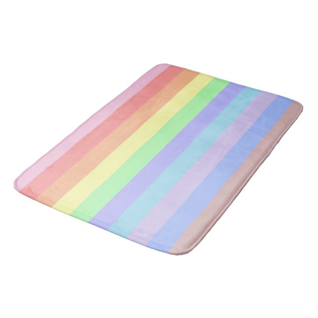 Tapis De Bain Pastel Rainbow Stripes (Angle)