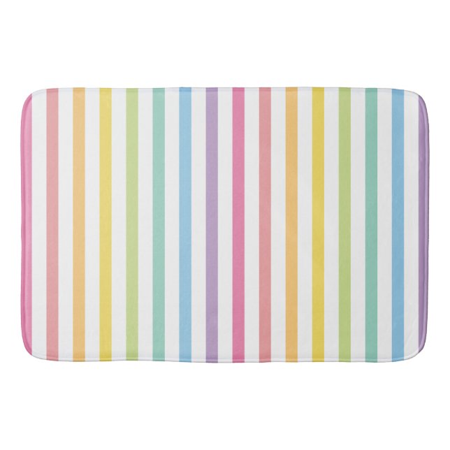 Tapis De Bain Pastel Rainbow Stripes Motif (Devant)