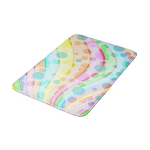 Tapis De Bain Pastel Rainbow Waves and Bubles