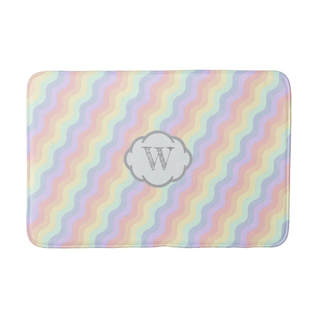 Tapis De Bain Pastel Rainbow Waves Bain Mat (Devant)