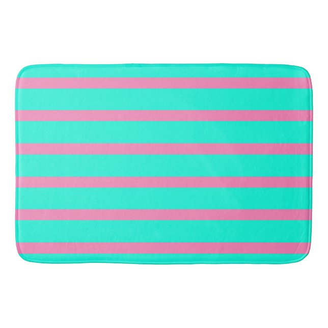 Tapis De Bain Pastel Turquoise Bleu Vert Et Rose (Devant)