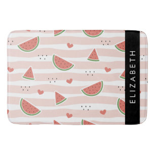 Tapis De Bain Pastèques Rouges, Coeurs, Bandes, Votre Nom