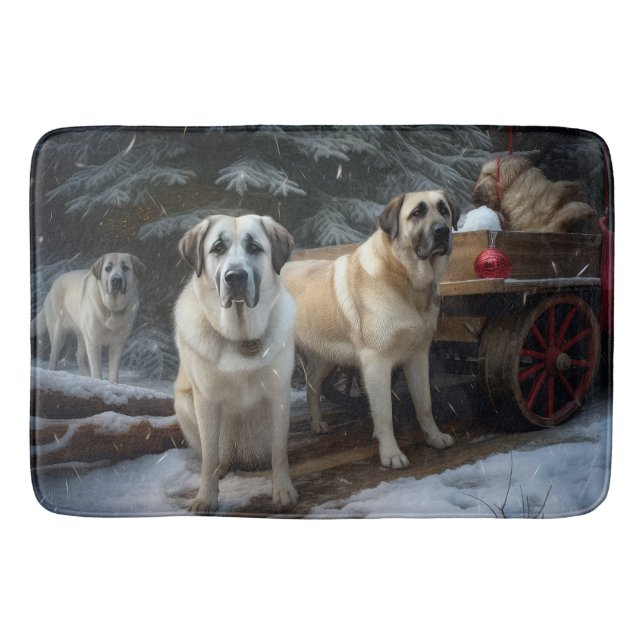 Tapis De Bain Pasteur anatolien Snowy Sleigh Décor de Noël (Devant)