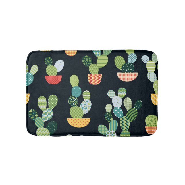 Tapis De Bain Patchwork Cactus Plantes Motif sans couture (Devant)