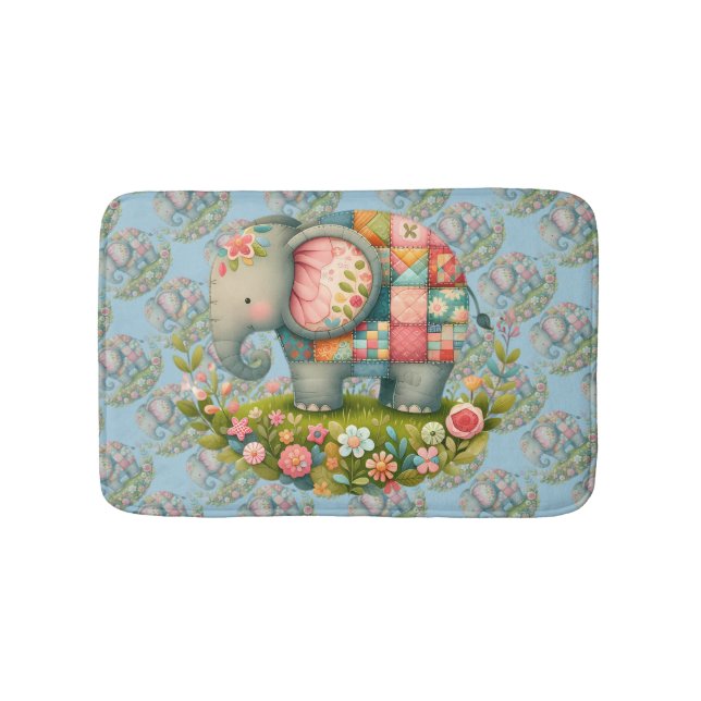 Tapis De Bain Patchwork Elephant Floral Meadow Charm (Devant)