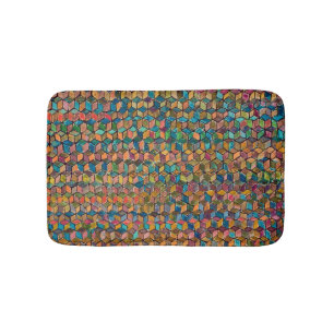 Tapis De Bain Patchwork géométrique coloré abstrait