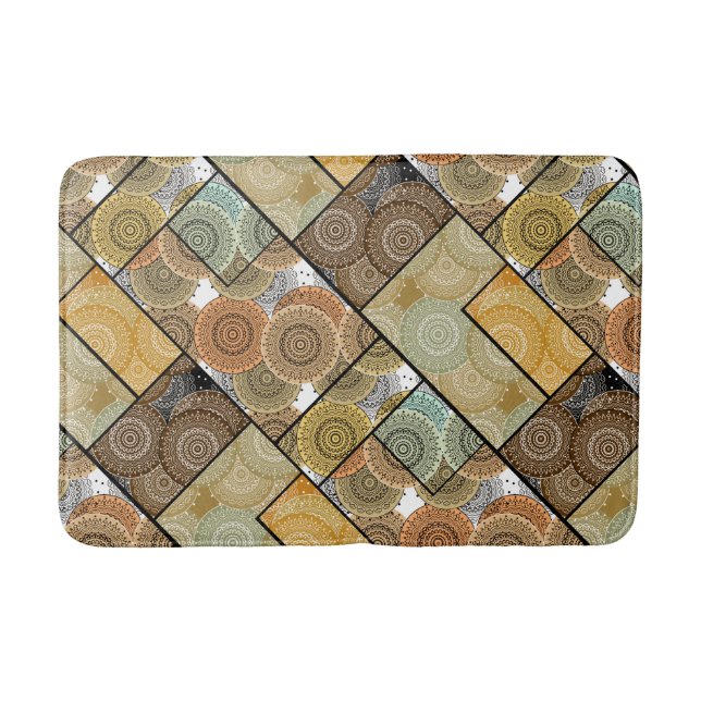 Tapis De Bain Patchwork quilt céramique cercles carreaux mandala (Devant)