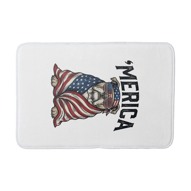 Tapis De Bain Patriotic Bulldog 'Merica Vintage Vector Shirt Des (Devant)
