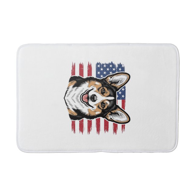 Tapis De Bain Patriotic Corgi American Flag Vintage Vector Desig (Devant)