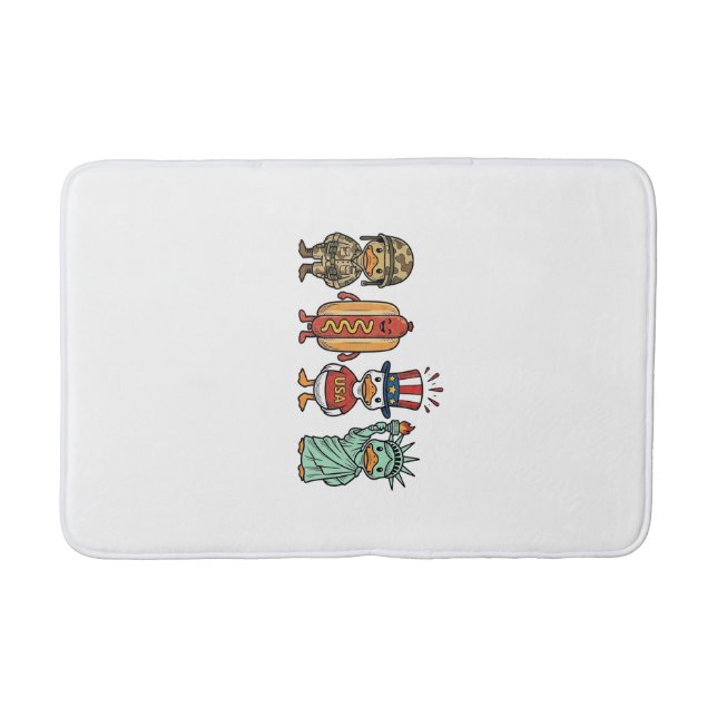 Tapis De Bain Patriotic Duck and Hot Dog Vintage Vector Shirt_1 (Devant)