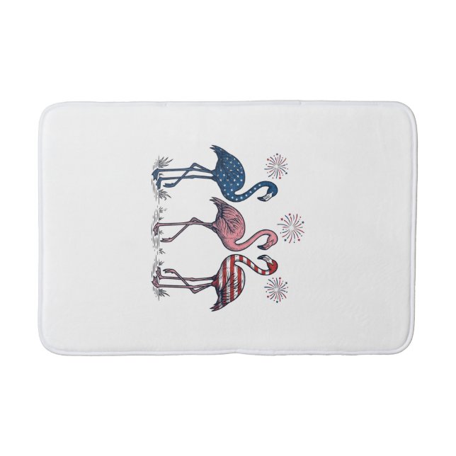 Tapis De Bain Patriotic Flamingo Trio Vintage Engraving Design_1 (Devant)