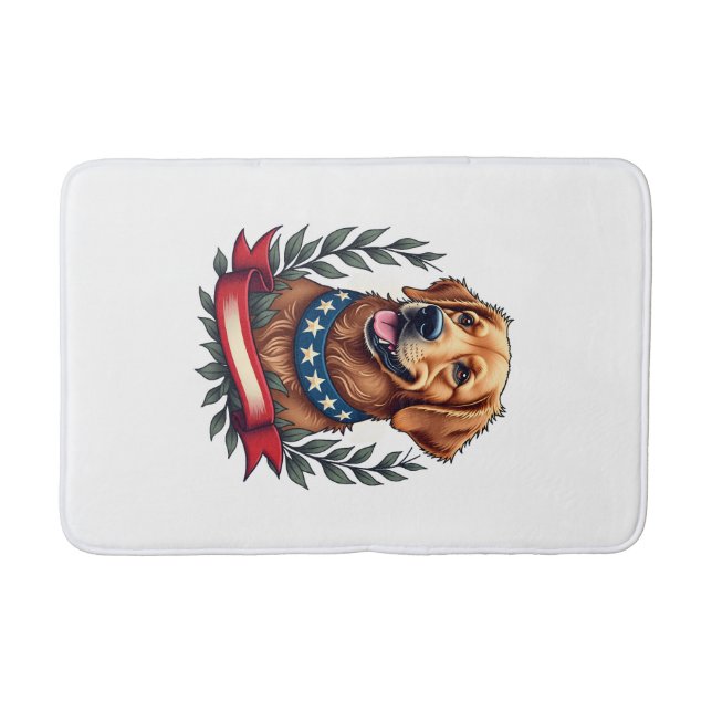 Tapis De Bain Patriotic Golden Retriever Americana Art Tee 2 (Devant)