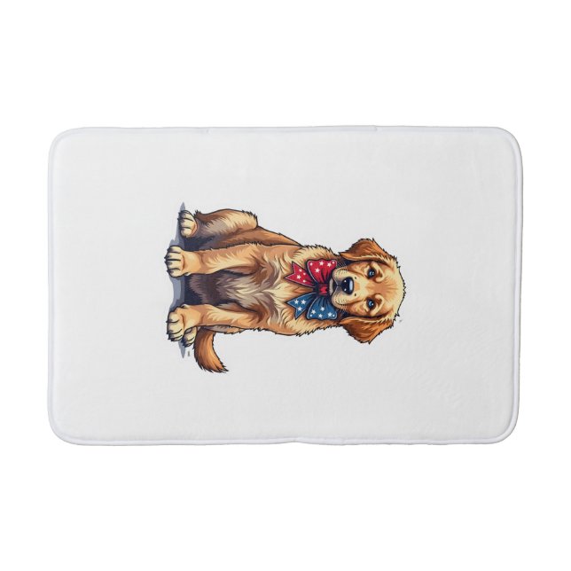 Tapis De Bain Patriotic Golden Retriever Puppy Vintage Shirt 4 (Devant)