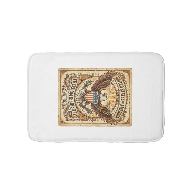 Tapis De Bain Patriotic Vintage Bald Eagle Distressed (Devant)