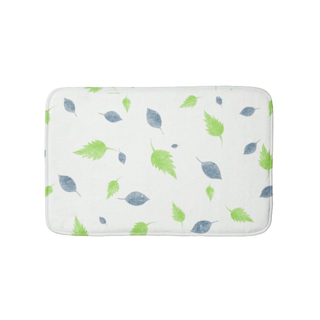 Tapis De Bain Pattern Blue & Green Leaves (Devant)