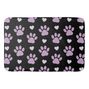Tapis De Bain Pattern of paws, Dog paws, Lilac paws, Hearts