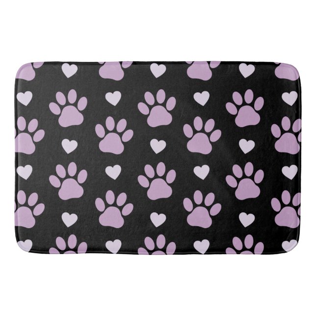 Tapis De Bain Pattern of paws, Dog paws, Lilac paws, Hearts (Devant)