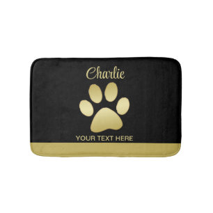 Tapis De Bain Paw chien brillant or sur arrière - plan noir