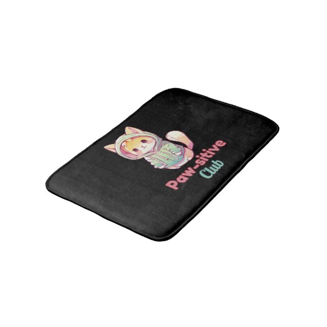 Tapis De Bain Paw‑sitive Club Cat Design – Cute Animal Lover (Angle)