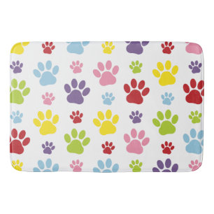 Tapis De Bain Paws colorés, Motif Paw, Paws de chien, Empreintes