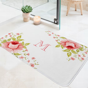 Tapis De Bain Pays Chic rose Roses Corner Motif Monogramme