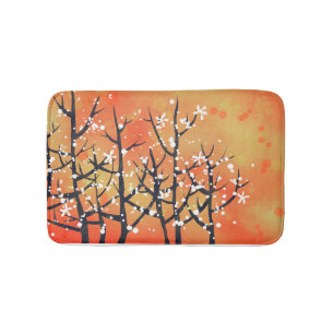 Tapis De Bain Paysage Abstrait moderne brûlé orange