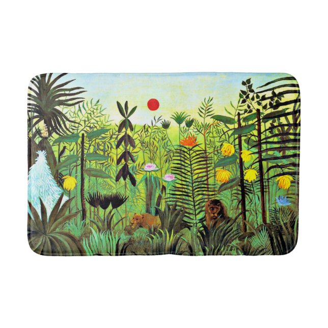 Tapis De Bain Paysage exotique avec Lion et Lioness, (Devant)