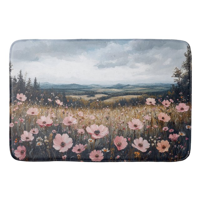 Tapis De Bain Paysage Fleur sauvage rose pâle (Devant)