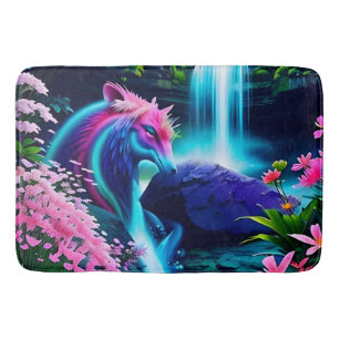 Tapis De Bain Paysage magique Cascade et fleurs deux