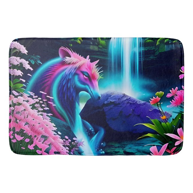 Tapis De Bain Paysage magique Cascade et fleurs deux (Devant)