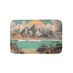 Tapis De Bain Paysage surréaliste d'océan et de montagne avec de