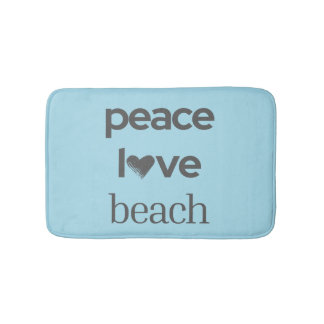 Tapis De Bain Peace Love Beach -Blue Coastal Life Bathroom Decor
