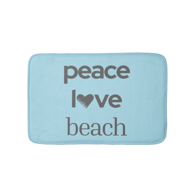 Tapis De Bain Peace Love Beach -Blue Coastal Life Bathroom Decor (Devant)