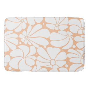 Tapis De Bain Peach Fuzz Retro les années 70 Fleur Blanche Desig