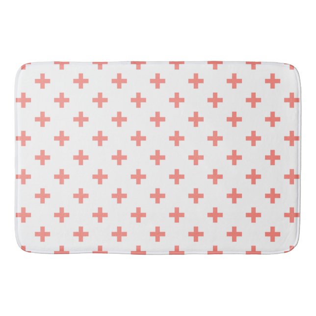 Tapis De Bain Peach polka croise sur blanc (Devant)