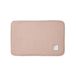 Tapis De Bain Peach Stripe Terracotta Butterfly Script Monogramm