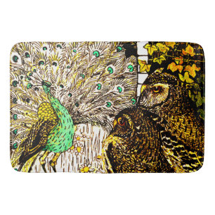 Tapis De Bain Peacock et Owls Art nouveau néerlandais