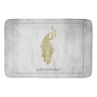 Tapis De Bain Peacock Gold Elegant Personnalisé Bath Mat
