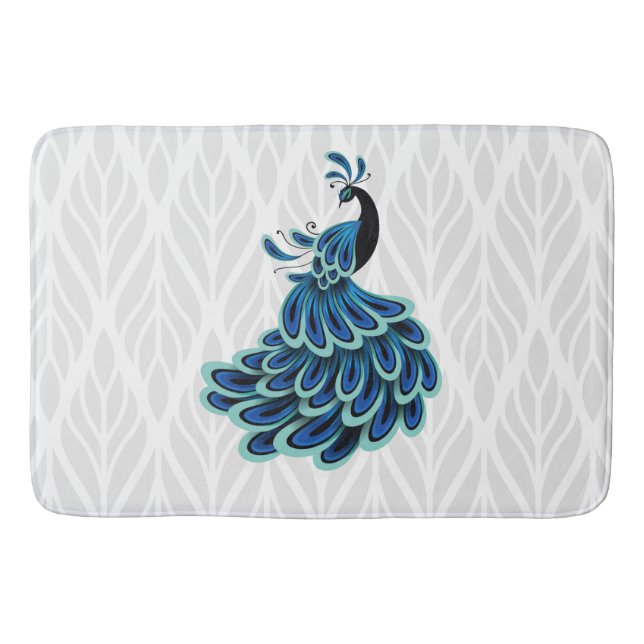 Tapis De Bain Peacock Silver Design Bain Mat (Devant)