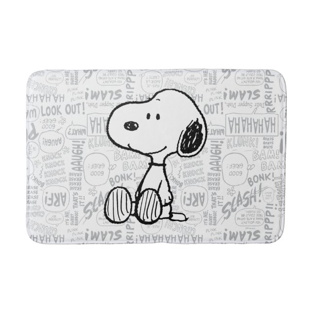 Tapis De Bain PEANUTS | Snoopy on Black White Comics (Devant)