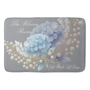 Tapis De Bain Pearl Blush Powder Blue Hydrangea Aquarelle