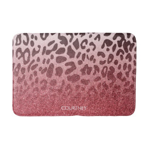 Tapis De Bain Peau léopard de Parties scintillant rose