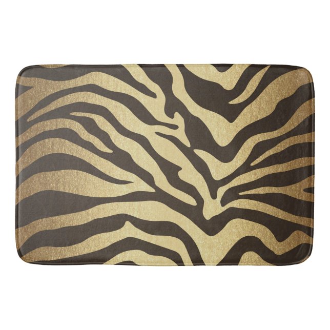 Tapis De Bain Peaux d'animaux à Imprimé Zèbre Cuir Moderne Glam  (Devant)